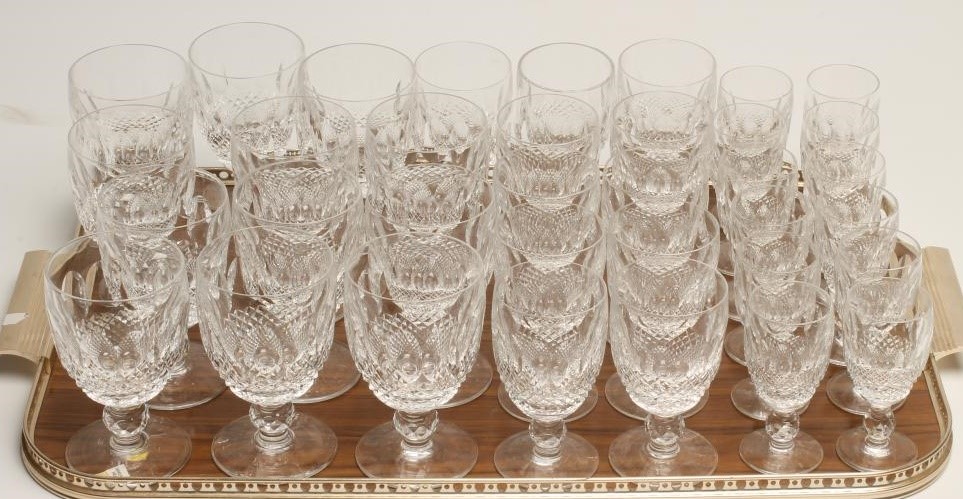 A WATERFORD "COLLEEN" PATTERN PART TABLE SUITE comprising twelve red wines Image