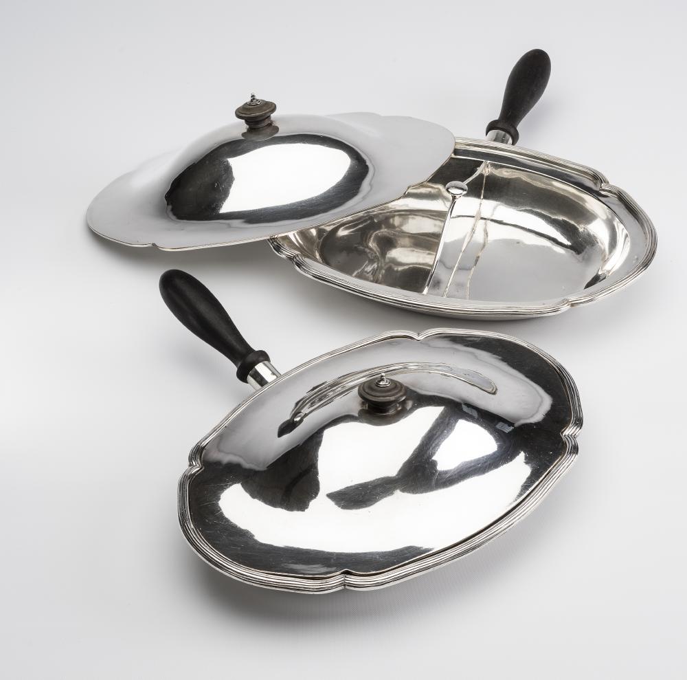 A PAIR OF SILVER VEGETABLE TUREENS Image