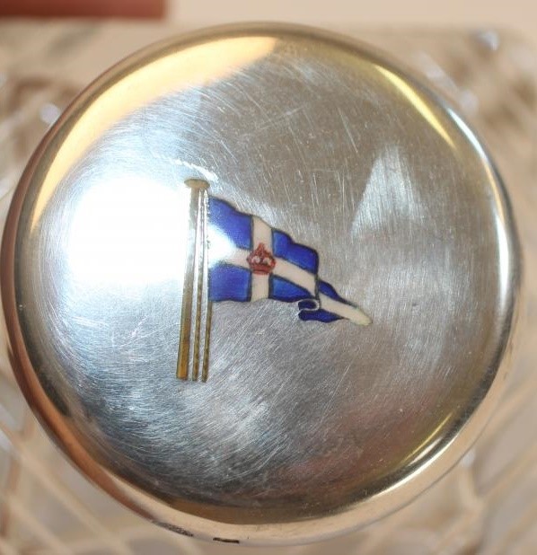 AN ART DECO SILVER MOUNTED GLASS INKWELL Image