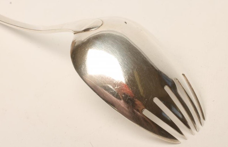A GEORGE III SILVER SALAD FORK Image