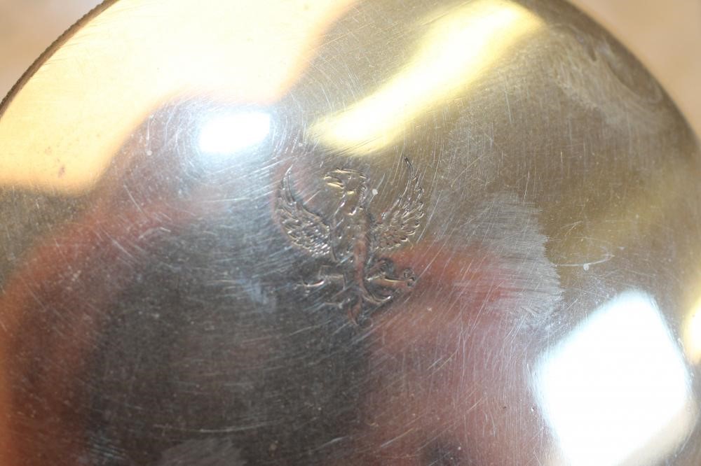 AN EDWARDIAN HEAVY GLASS SILVER MOUNTED INKWELL Image