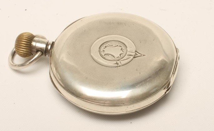 AN EDWARDIAN HEAVY GLASS SILVER MOUNTED INKWELL Image