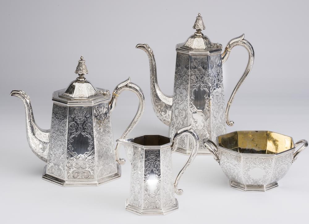A VICTORIAN SILVER FOUR PIECE TEA SERVICE Image