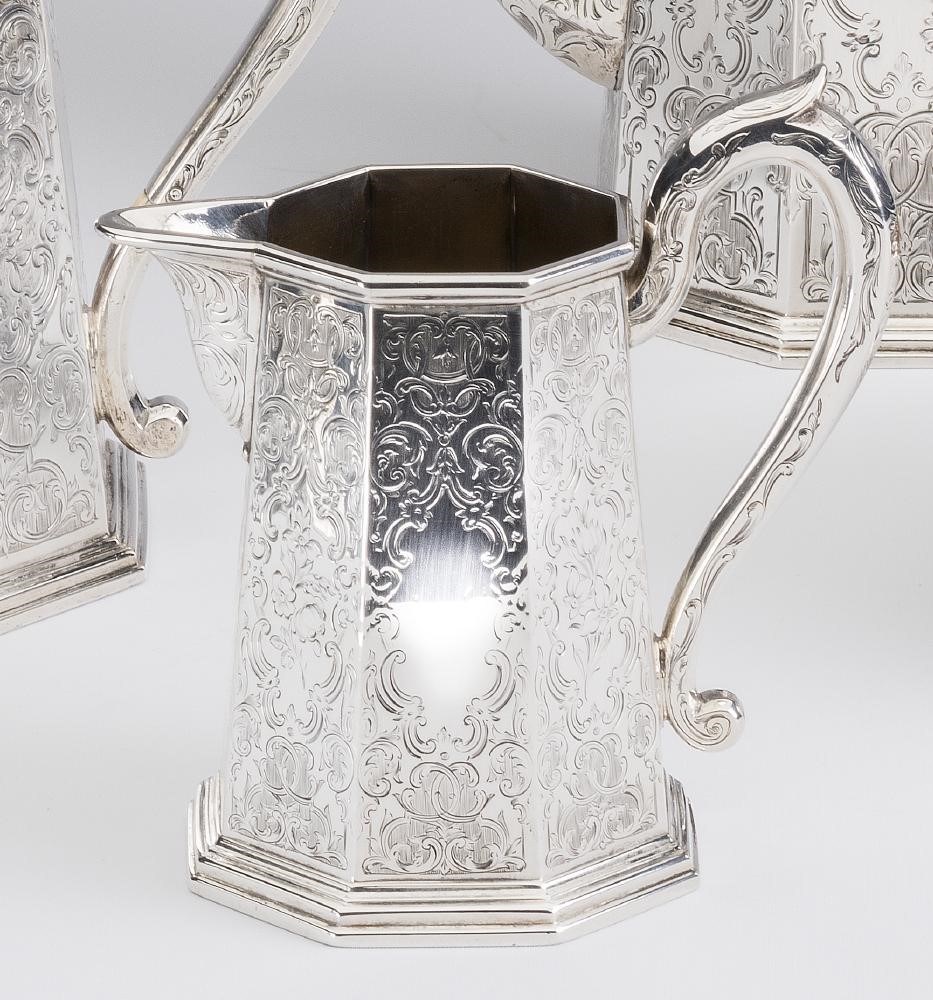 A VICTORIAN SILVER FOUR PIECE TEA SERVICE Image