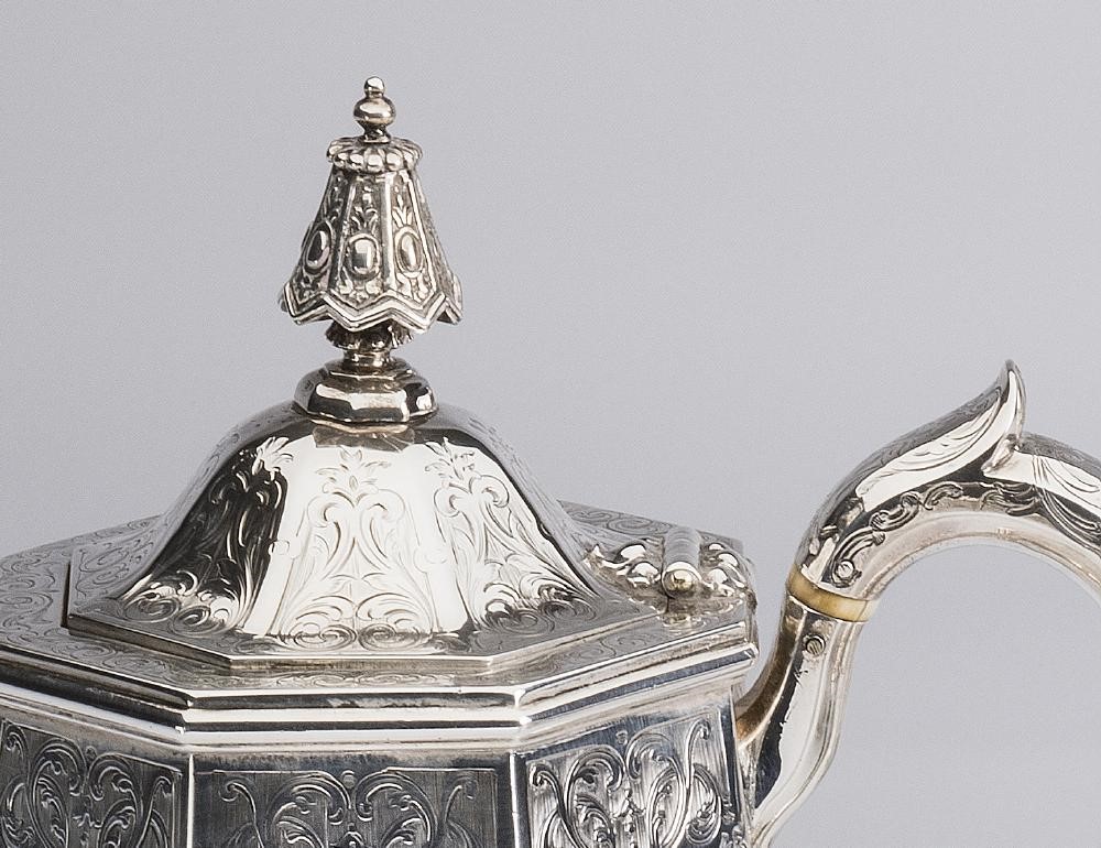 A VICTORIAN SILVER FOUR PIECE TEA SERVICE Image
