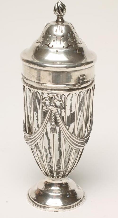 AN EDWARDIAN SILVER WIREWORK SUGAR CASTOR Image