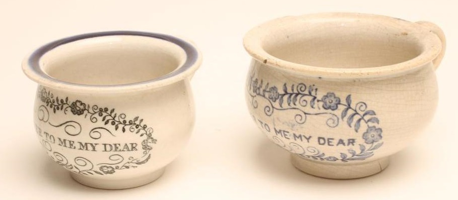 TWO PEARLWARE MINIATURE CHAMBER POTS Image