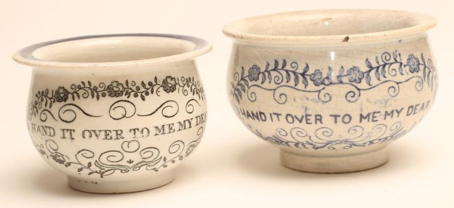 TWO PEARLWARE MINIATURE CHAMBER POTS Image