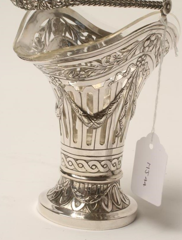 A CONTINENTAL WHITE METAL POSY BASKET Image