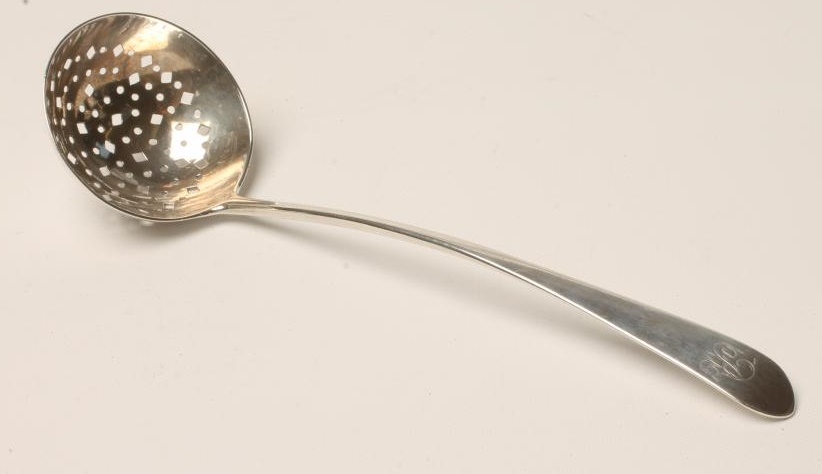 A GEORGE III SCOTTISH PROVINCIAL SILVER SIFTER SPOON Image
