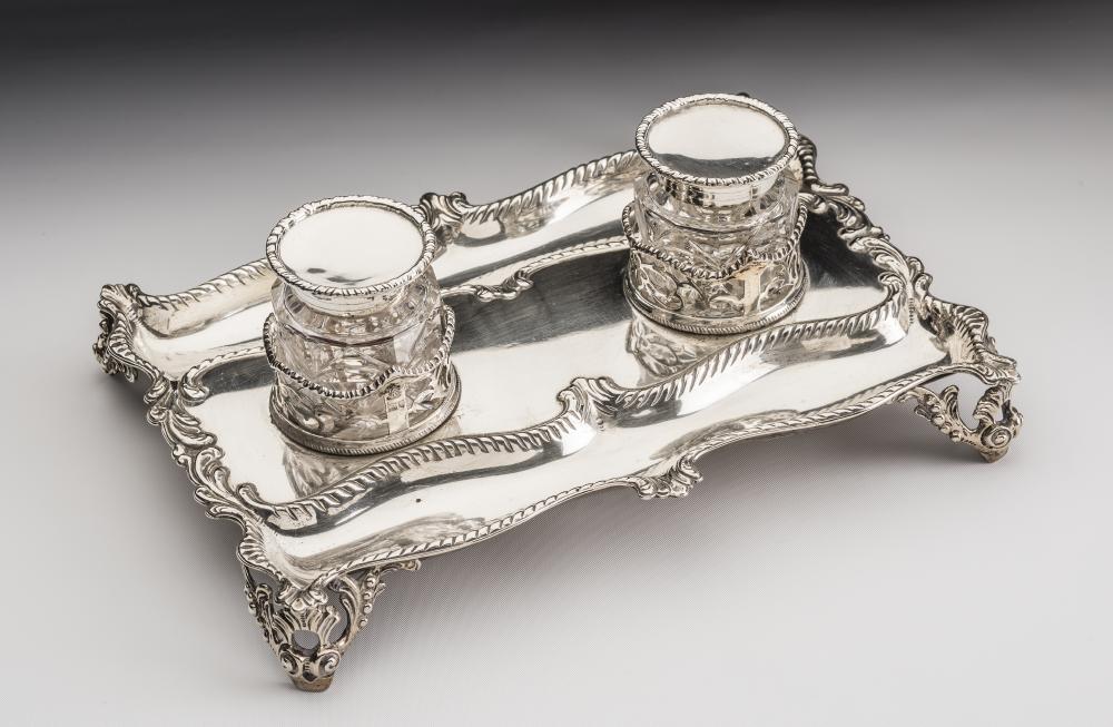 AN EDWARDIAN SILVER DESK STANDISH Image