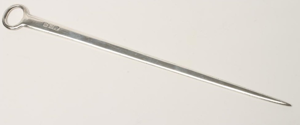 A LATE GEORGE III SILVER MEAT SKEWER Image