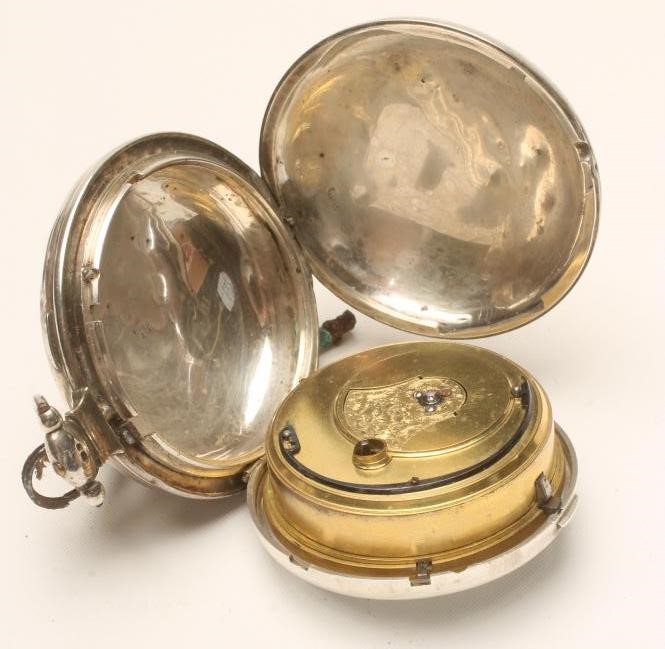 A LATE GEORGE III SILVER PAIR CASED POCKET WATCH Image