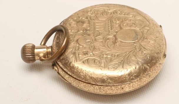 A LADY'S 14K GOLD TOP WIND FOB WATCH Image