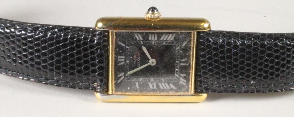 A MUST DE CARTIER SILVER GILT "TANK" WATCH Image