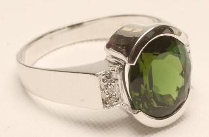 A TOURMALINE AND DIAMOND RING Image