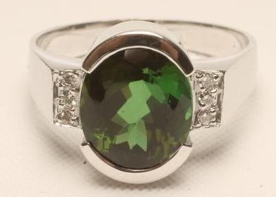 A TOURMALINE AND DIAMOND RING Image