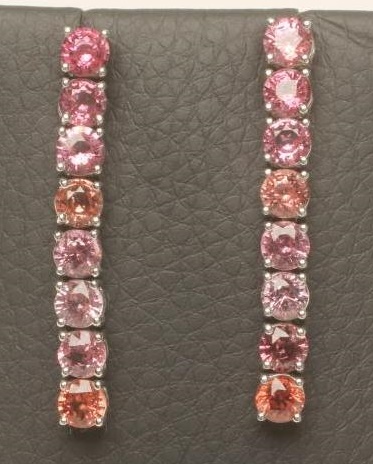 A PAIR OF MULTI-COLOURED SAPPHIRE PENDANT EAR STUDS Image