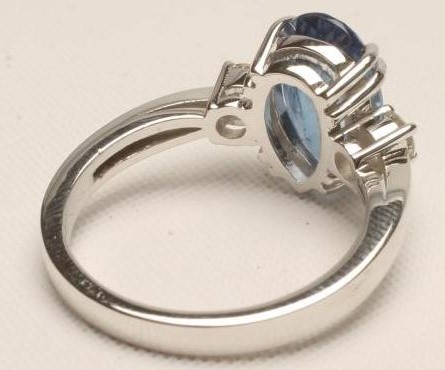 A THREE STONE SAPPHIRE AND DIAMOND RING Image