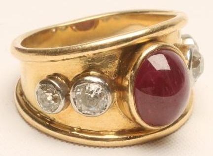 A RUBY AND DIAMOND COCKTAIL RING Image