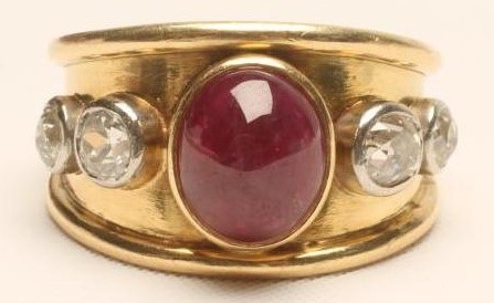 A RUBY AND DIAMOND COCKTAIL RING Image