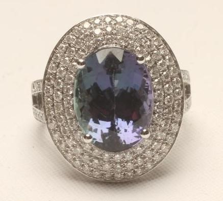 A TANZANITE AND DIAMOND DRESS RING Image