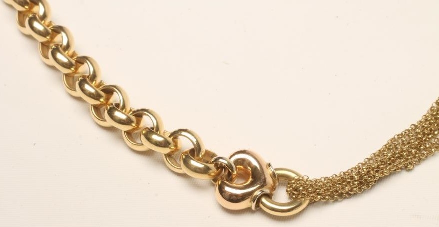 AN 18CT GOLD BI-COLOUR FANCY CHAIN LINK NECKLACE Image