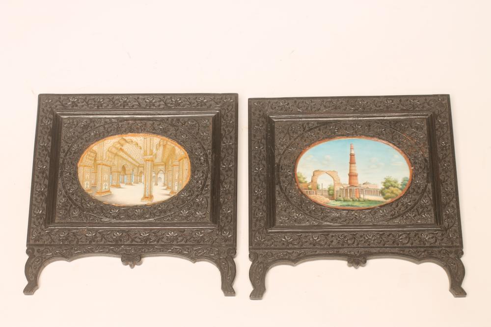 A PAIR OF INDIAN IVORY OVAL PANELS Image