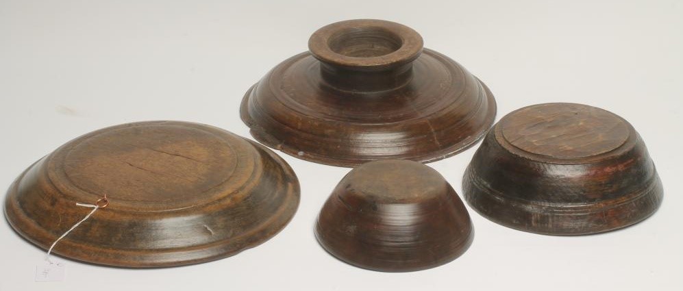 TWO TREEN DUG OUT SHALLOW BOWLS Image