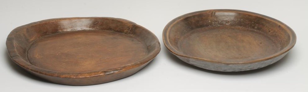 TWO TREEN DUG OUT SHALLOW BOWLS Image