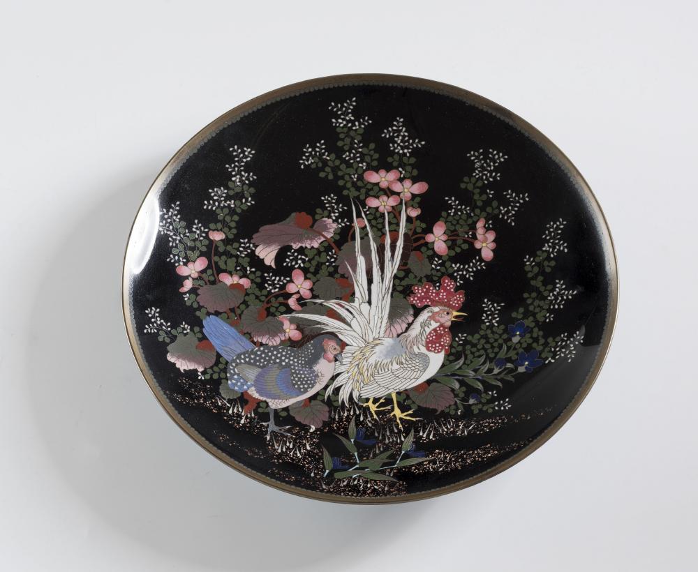 A PAIR OF JAPANESE CLOISONNE ENAMEL PLAQUES Image