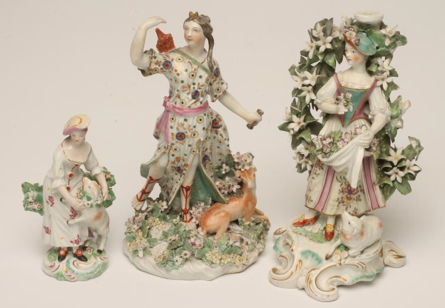 THREE DERBY PORCELAIN FIGURES Image