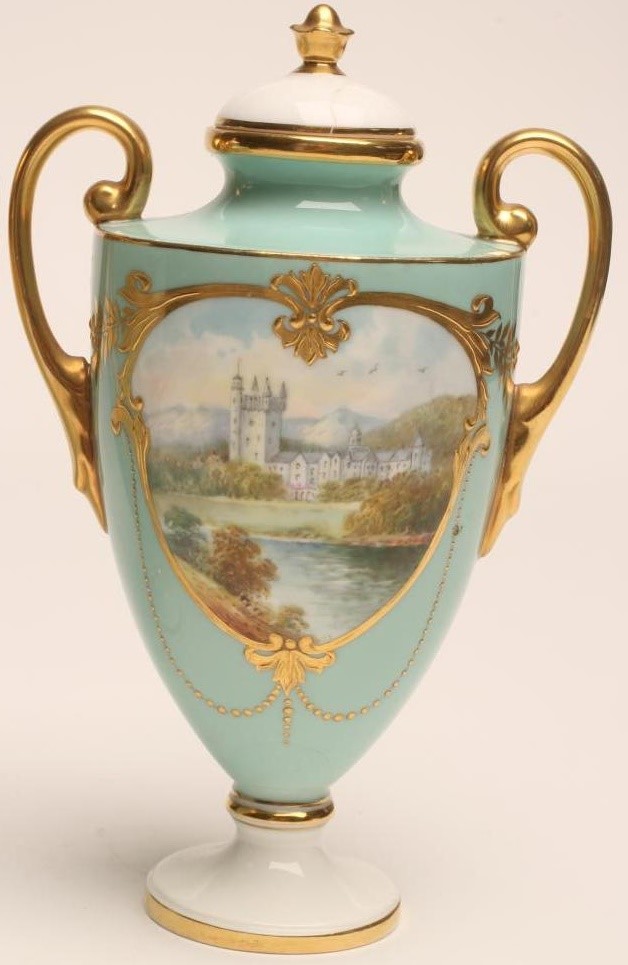 A PAIR OF MINTON CHINA VASES AND COVERS Image