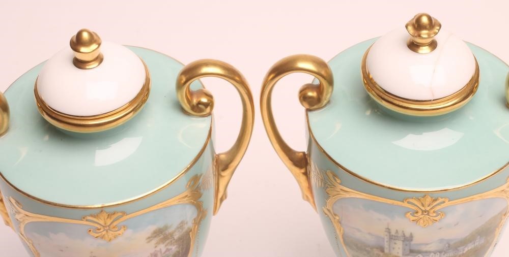 A PAIR OF MINTON CHINA VASES AND COVERS Image