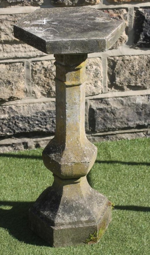 A COMPOSITE STONE PEDESTAL of hexagonal form Image