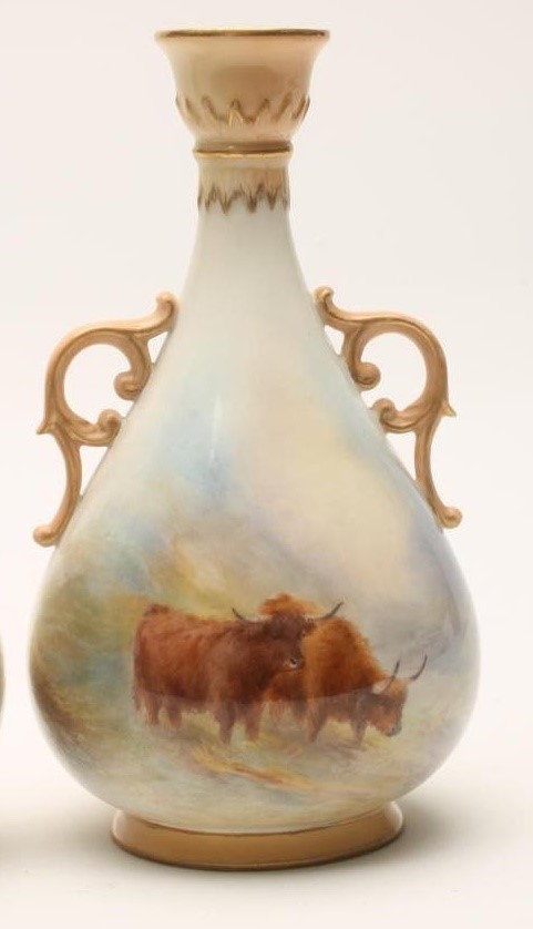 A PAIR OF ROYAL WORCESTER CHINA VASES Image