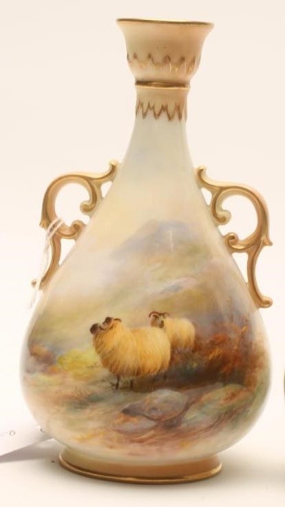 A PAIR OF ROYAL WORCESTER CHINA VASES Image