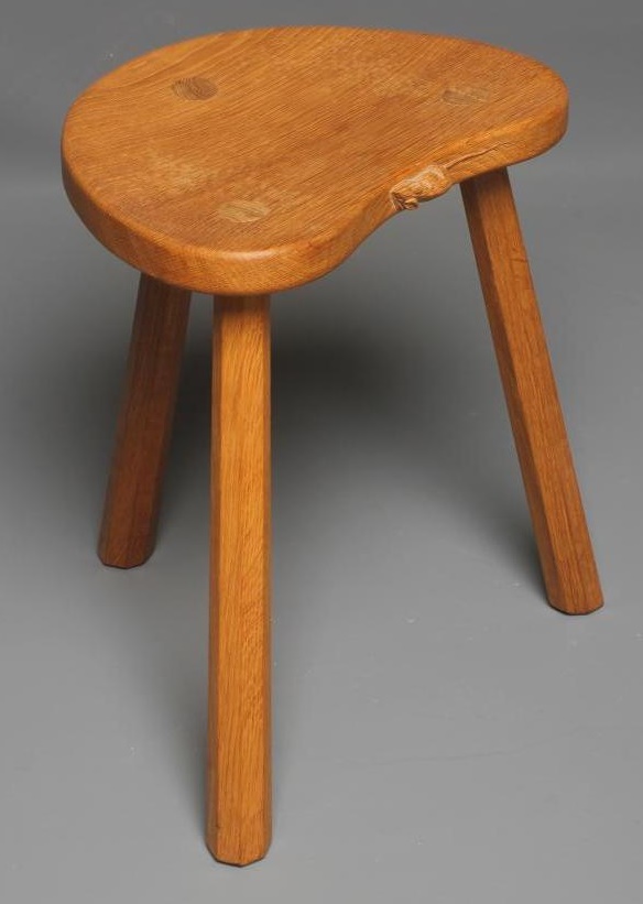 AN ADZED OAK STOOL by Robert Thompson Image