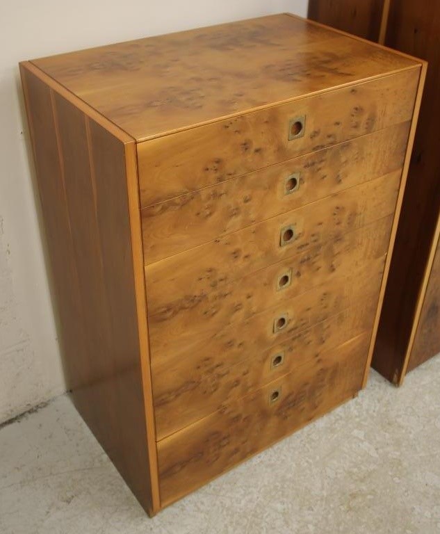 A HEALS OF LONDON THREE PIECE YEW VENEERED AND TEAK (?) BEDROOM SUITE Image