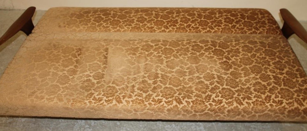 A 1970'S GREAVES & THOMAS TEAK FRAMED SOFA BED Image