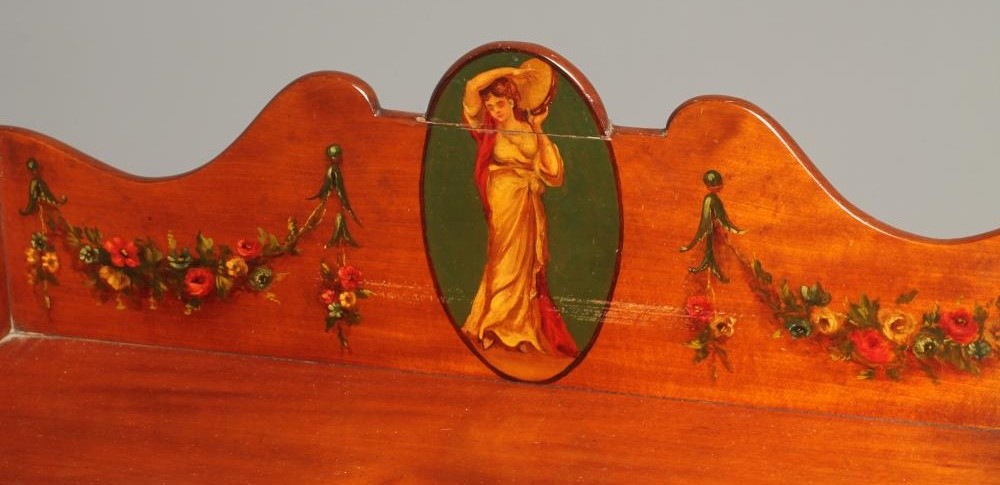 A LADY'S SHERATON STYLE MINIATURE SATINWOOD BONHEUR DU JOUR Image