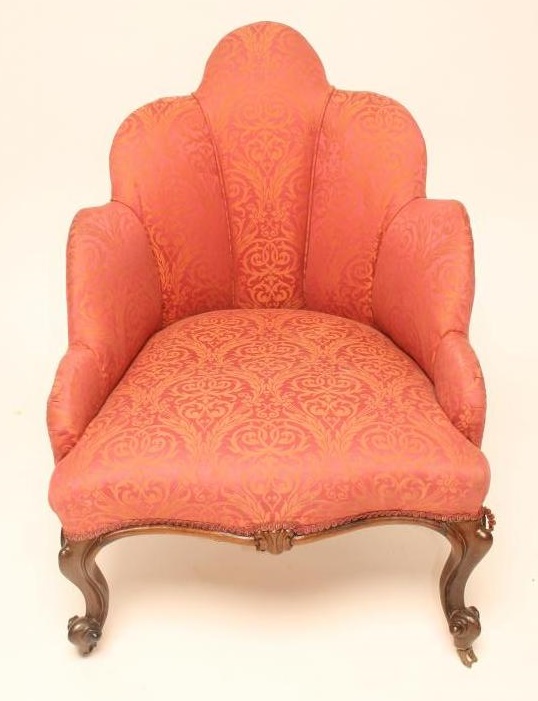 A LADY'S VICTORIAN WALNUT SALON CHAIR Image