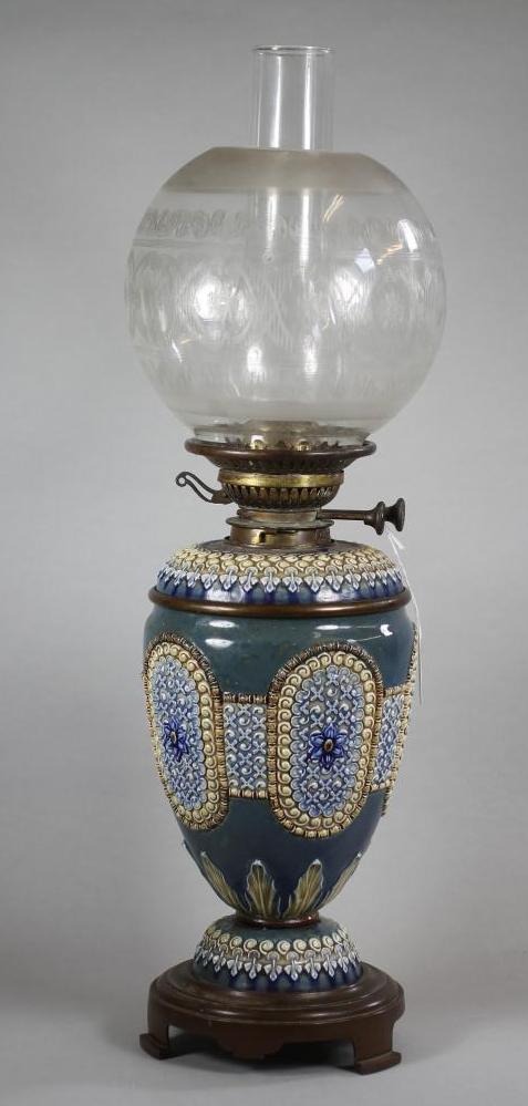 A LATE VICTORIAN DOULTON STONEWARE OIL LAMP BASE Image