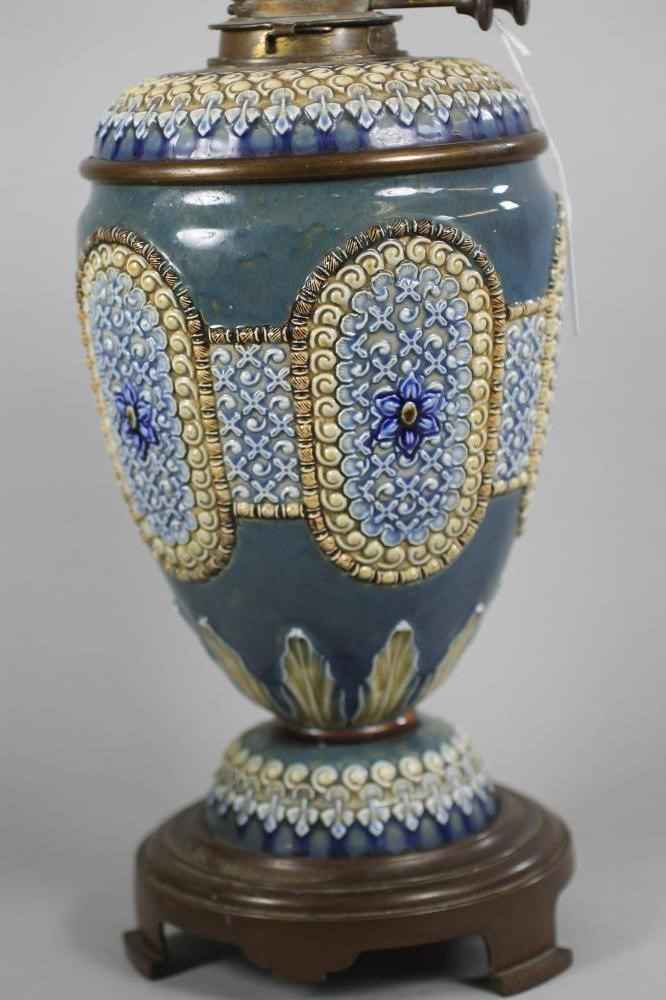 A LATE VICTORIAN DOULTON STONEWARE OIL LAMP BASE Image