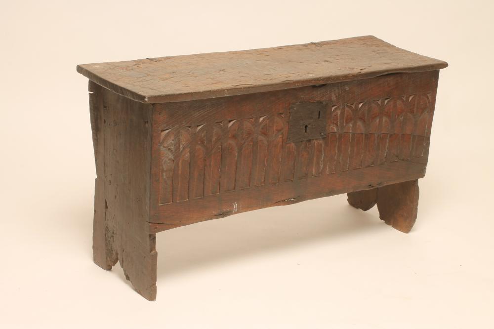 AN OAK SIX PLANK CHEST with hinged lid Image