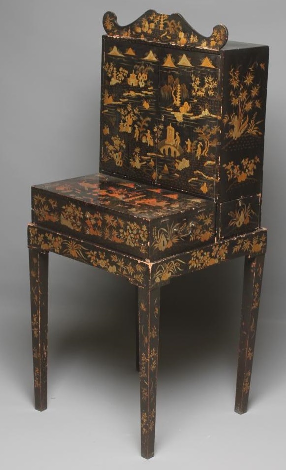A CHINESE BLACK LACQUERED WORK CABINET Image