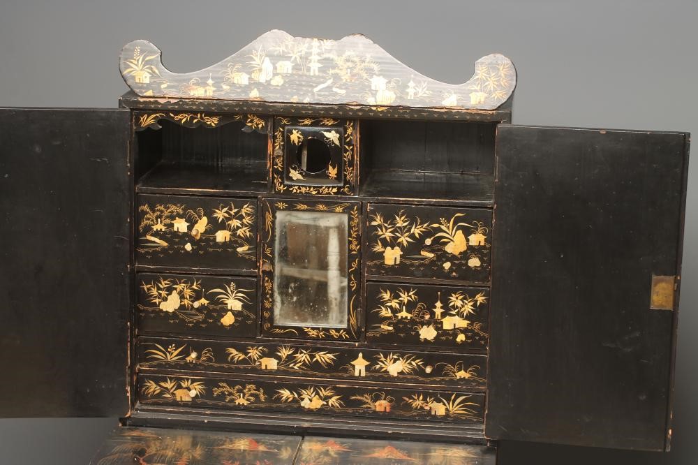 A CHINESE BLACK LACQUERED WORK CABINET Image
