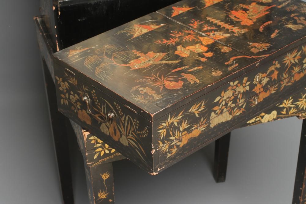A CHINESE BLACK LACQUERED WORK CABINET Image