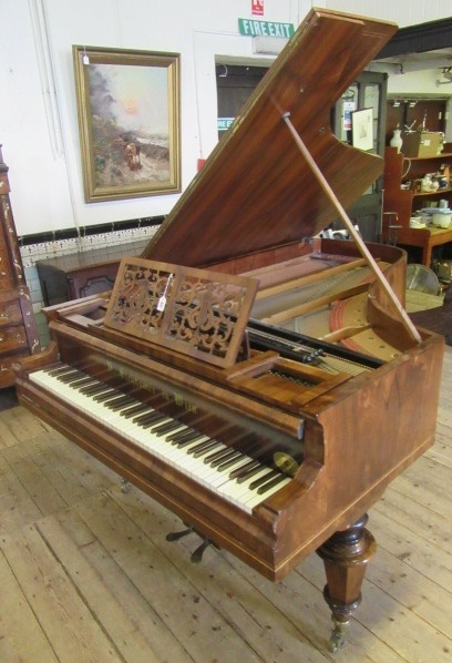 A BOUDOIR GRAND PIANO by Rufolf Stelzhamer in walnut case with stringing Image