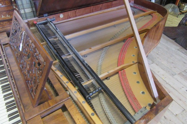 A BOUDOIR GRAND PIANO by Rufolf Stelzhamer in walnut case with stringing Image